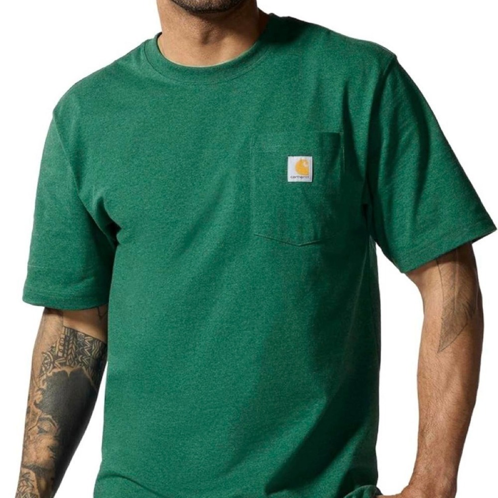 Carhartt Mens K87 Heavyweight Pocket T-Shirt Loose Fit Green 2XL NEW